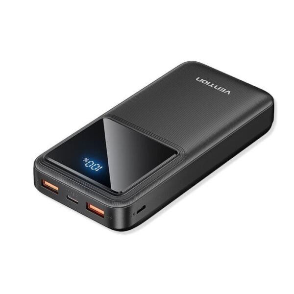 Vention 10000mAh Power Bank (Micro-USB + USB-C + USB-A + USB-A) 22.5W Black LED Display Type
